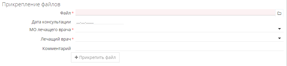 Раздел «Прикрепление файлов» в мониторинге беременных РСНБ